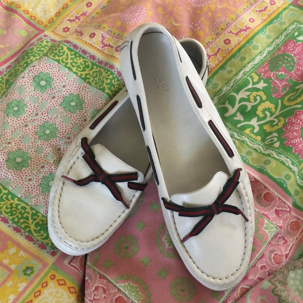 White Gucci Moccasins